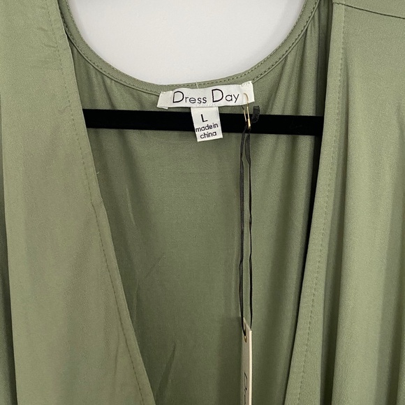 DRESS DAY - Ruched Sage Green Dress (Size Large) - Picture 3 of 4